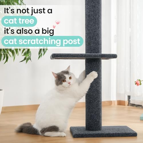 Max & Marlow 95-108" Floor to Ceiling Cat Tree for Indoor Cats, Dark Grey - Image 6
