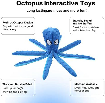 CPYOSN 2 Pack Octopus Dog Toys, No Stuffing Squeaky Crinkle Plush Chew Toys - Image 4