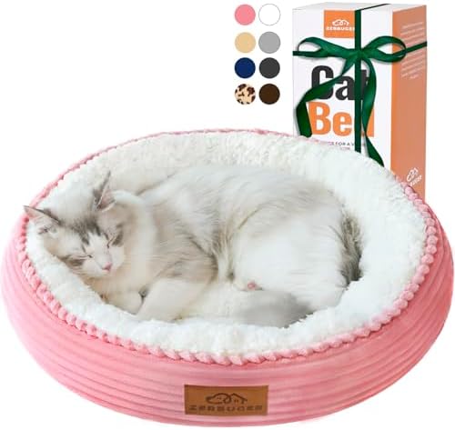 Zerbuger 20in Pink Round Dog Bed Sofa for Dogs Cats, Machine Washable by Zerbuger