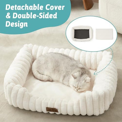 Orthopedic Dog Bed for Medium Dogs & Large Dogs - Washable Rectangle Pet Bed with Anti-Slip Bottom, Soft Calming Cat & Puppy Bed for Indoor Pets (35"x25"x8", Cream) - Image 6