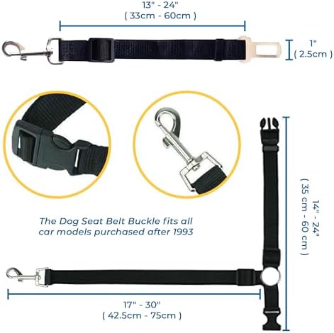 SunGrow Dog Seatbelt & Leash, Universal Vehicle Seatbelt Harness for Car Headrest, Pet Travel Essential, Adjustable Lead, Black Nylon, 19”-31” & 14-19” x 17-30”, 2 Pcs. Per Pack - Image 7