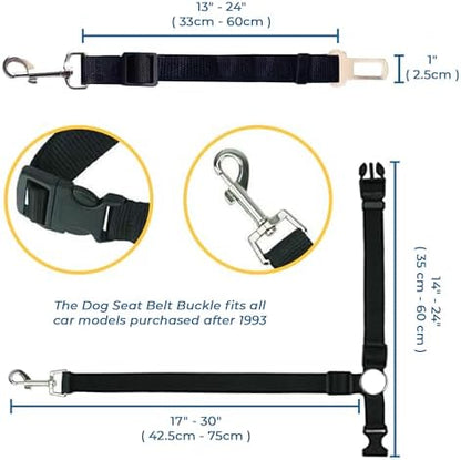 SunGrow Dog Seatbelt & Leash, Universal Vehicle Seatbelt Harness for Car Headrest, Pet Travel Essential, Adjustable Lead, Black Nylon, 19”-31” & 14-19” x 17-30”, 2 Pcs. Per Pack - Image 7