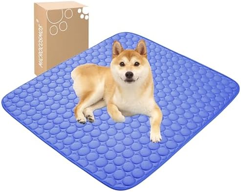 MICROCOSMOS Summer Cooling Mat & Sleeping Pad- Water Absorption Top, Materials Safe, Easy Carry, EZ Clean. Keep Cooling for Pets, Kids and Adults.(Navy Blue, 36" x36") by MICROCOSMOS