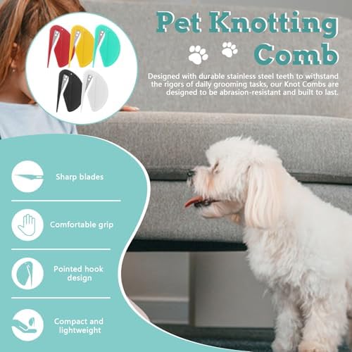 5 Pieces Colorful Pet Knotting Comb Set, Small Plastic Cat Hair Removal Tool, Multifunctional Dematting Comb for Dogs Grooming Removing Loose Tangled Supplies (5) - Image 3