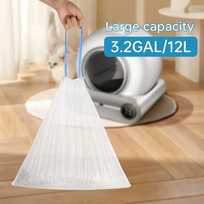 4 * 20 Count Trash Bags for Automatic Cat Litter Box Self Cleaning, Replacement Extra Large Liners for Robot Box, 4 Rolls Drawstring Waste Bags, 18 x 18 Inches（4 Rolls/80 Counts） - Image 3