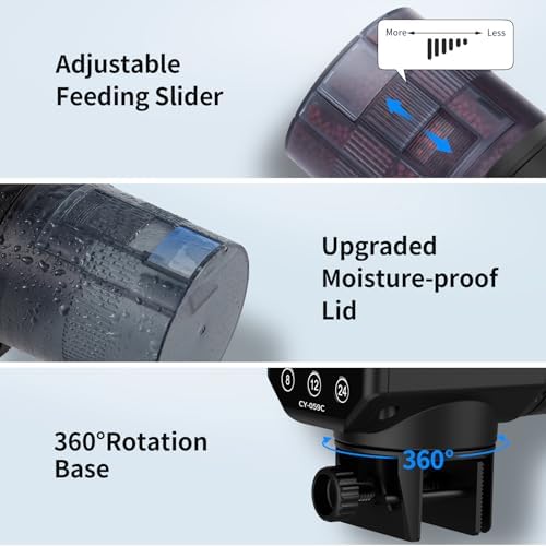 Automatic Fish Feeder for Aquarium: Rechargeable Fish Feeder Dispenser,Moisture-Proof & 200ML Large Capacity Betta Turtle Vacation Feeder,Auto Fish Food Dispenser Timer for Weekends/Business - Image 6