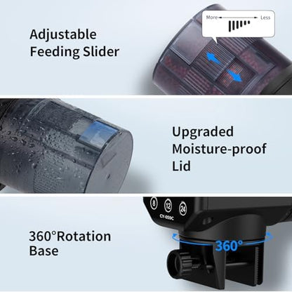Automatic Fish Feeder for Aquarium: Rechargeable Fish Feeder Dispenser,Moisture-Proof & 200ML Large Capacity Betta Turtle Vacation Feeder,Auto Fish Food Dispenser Timer for Weekends/Business - Image 6