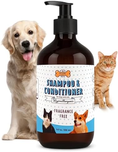 POM Pets 2-in-1 Organic Dog Shampoo & Conditioner – Itchy Skin Relief, Dog Deshedding, Detangles Fur, Cat Shampoo, Paw Cleaner for Dogs, Natural Coat Defense Formula by Unknown
