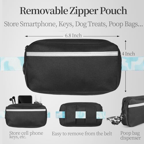 iYoShop Hands Free Dog Leash with Zipper Pouch, White-Blue Mix, Large - Image 2