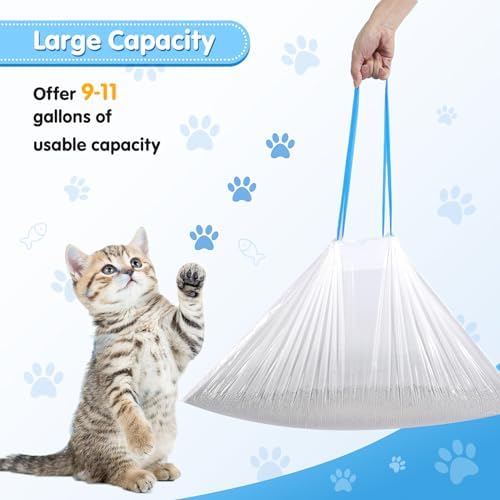 Self Cleaning Cat Litter Box Liner - 60 Counts, Drawstring Cat Litter Waste Container Bags for Self-Cleaning Litter Boxes, Durable, Tear-Resistant, Liquid-Tight - Image 2