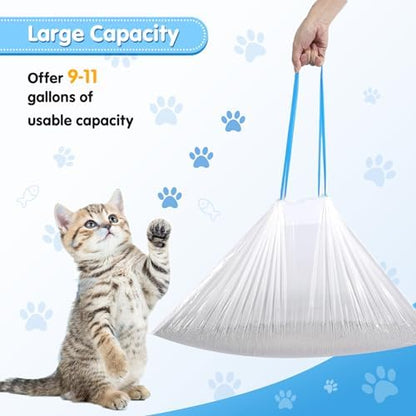 Self Cleaning Cat Litter Box Liner - 60 Counts, Drawstring Cat Litter Waste Container Bags for Self-Cleaning Litter Boxes, Durable, Tear-Resistant, Liquid-Tight - Image 2