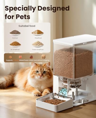 ROJECO Automatic Cat Feeder & Water Dispenser,Button Customizable Feeding - Image 5