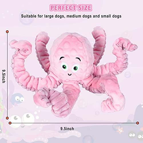 BUYPOW Dog Squeaky Toys Octopus - Tough Plush Large Medium & Small Dog Toys - Stuffed Animals Puppy Toys (Octopus Pink) - Image 5