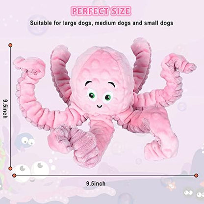 BUYPOW Dog Squeaky Toys Octopus - Tough Plush Large Medium & Small Dog Toys - Stuffed Animals Puppy Toys (Octopus Pink) - Image 5