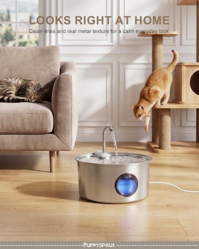Puppyspout Cat Water Fountain Stainless Steel - 108oz - Image 3