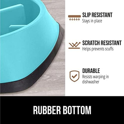 GORILLA GRIP® Patented Slow Feeder Dog Bowl, BPA Free, 1 Cup Turquoise - Image 4