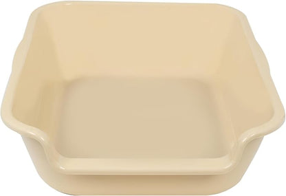 2 Pack of Extra Large Cat Litter Box (ABS Material), Low Entry Senior Litter Pen for Geriatric Kitty Big Cats, Jumbo Pet Safe Litter Boxes Tray for Pets Potty (Beach Sand, 20" L x 15.5" W)