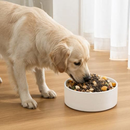 6'' Ceramic Dog Bowl - 30Oz Classic Dogs Food & Water Bowl for Small and Medium Breed Dogs, Heavy Duty Non-Slip Dog Dishes, Food Grade Pet Bowl, Dishwasher & Microwave Safe, Speckled White - Image 5