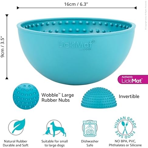 LickiMat Wobble, Dog Slow Feeder Bowl Lick Mat, Boredom Anxiety Reducer; Perfect for Food, Treats, Yogurt, or Peanut Butter. Fun Alternative to a Slow Feed Dog Bowl, Turquoise - Image 2