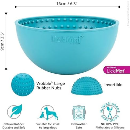LickiMat Wobble, Dog Slow Feeder Bowl Lick Mat, Boredom Anxiety Reducer; Perfect for Food, Treats, Yogurt, or Peanut Butter. Fun Alternative to a Slow Feed Dog Bowl, Turquoise - Image 2