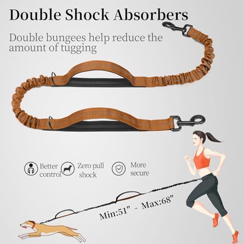 iYoShop Hands Free Dog Leash with Zipper Pouch, Large, 25-120 lbs, Brown - Image 5