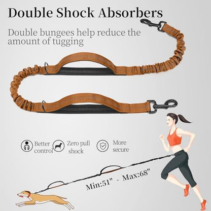 iYoShop Hands Free Dog Leash with Zipper Pouch, Large, 25-120 lbs, Brown - Image 5