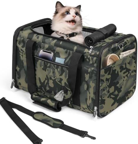 YUDODO 25lbs Cat Carrier Lightproof Soft Sided Pet Carrier for Large Cat by YUDODO