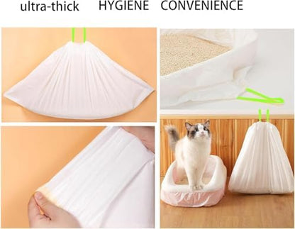 Super Thick 2Mils Drawstring Litter Box Liners - 100 Count, 26.6x16.7 inches, White Poop Bags for Litter Robot 4 & Cat Trays - Image 5