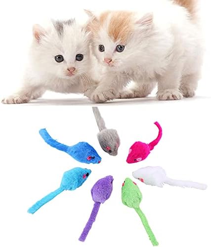 Cat Mouse Toys for Indoor Cats 12PCS, 5 Color Interactive Cat Toy Mice Catnip Toy for Cats, Fur Mouse Kitten Toy Mice Cat Feather Toys with Rattle Sounds (Mixed Color) - Image 4