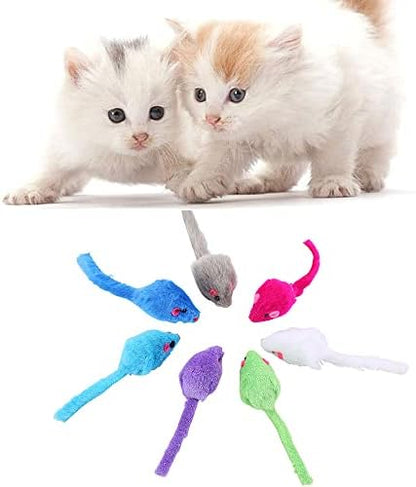 Cat Mouse Toys for Indoor Cats 12PCS, 5 Color Interactive Cat Toy Mice Catnip Toy for Cats, Fur Mouse Kitten Toy Mice Cat Feather Toys with Rattle Sounds (Mixed Color) - Image 4