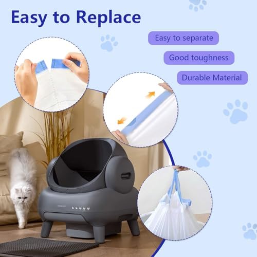 120 Count Cat Litter Box Bags for NeakasaM1 and Petpivot Autoscooper 11/12 Self-Cleaning Cat Litter Boxes, Extra Thick Heavy Duty Liners Replacement, Unscented, 27" x 13", Holds 22 lbs - Image 6