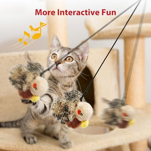 Gigwi Flapping Bird Cat Toy, Hangable Flying Bird Cat Toys for Indoor Cats, Interactive Motion Activated Chirping Cat Toy, Automatic Beating Wings with Catnip - Image 3