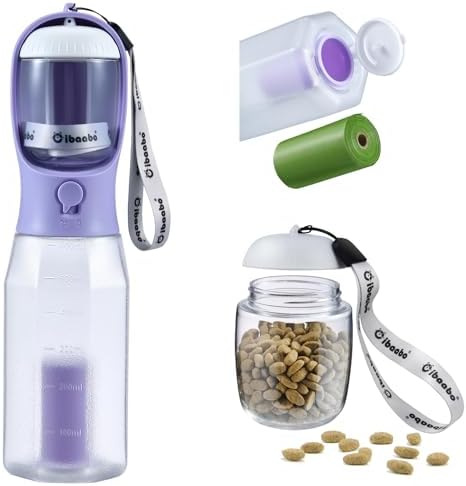 Cibaabo Dog Water Bottle with Food Container & Poop Bag Holder & Filter by Cibaabo