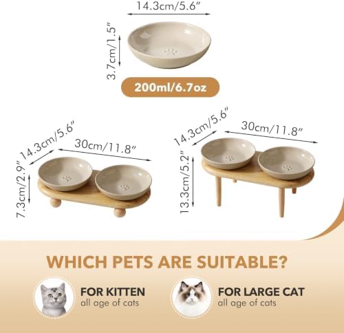 Havniva Elevated Cat Bowls, Cat Food and Water Bowl Set, Ceramic Cat Bowl - Image 2