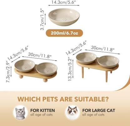 Havniva Elevated Cat Bowls, Cat Food and Water Bowl Set, Ceramic Cat Bowl - Image 2