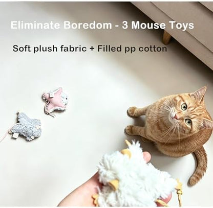 Catnip Mouse Toys for Cats, 3Pcs Interactive Plush Mice Cat Toys for Indoor - Image 2