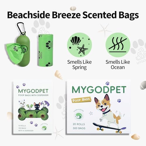 Dog Poop Bags Rolls 300 Count Biodegradable Poop Bags Refills for Dog and Cat Ocean Soap Scented Waste Bag Leak Proof Doggie Poop Bag Doggy Trash Bag Green - Image 6