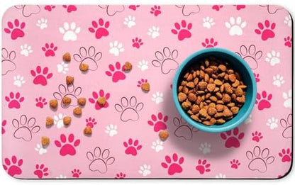 Pet Feeding Mats - Waterproof, Absorbent, for Dog & Cat, Pink, 16 x 24 inch by Zoeeya