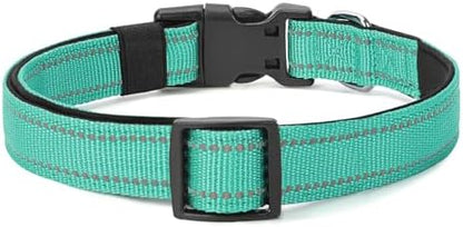 Reflective Dog Collar, Adjustable Nylon for Puppy, Teal XS - Image 6