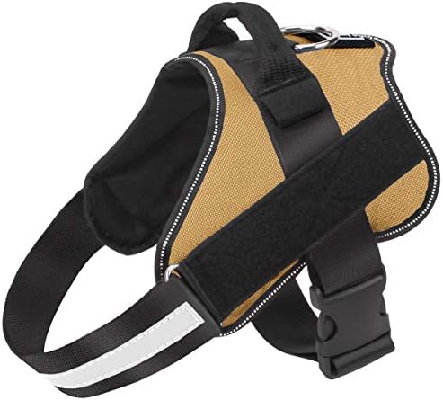 Dog Harness, No-Pull Reflective Dog Vest, Breathable Adjustable Pet Harness with Handle for Outdoor Walking - No More Pulling, Tugging or Choking (Army Yellow, S) by Bolux