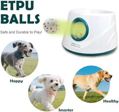 MEKAPLE Automatic Dog Ball Launcher, Upgraded Interactive Dogs Balls Thrower for Small and Medium Dogs, Distance Adjustable Mental Stimulating Dog Toys with 4 Durable Etpu Balls 2.2 Inch (Dark Green) - Image 3