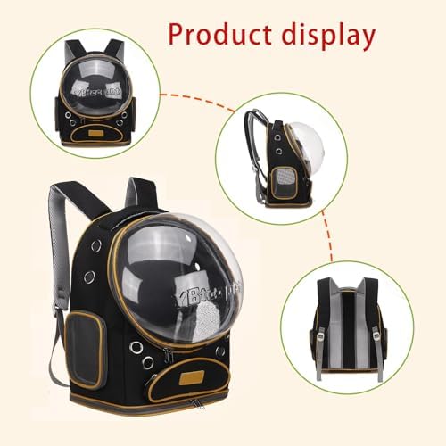 Cat Backpack Carrier, Breathable Cat Carrier Large Space Bubble Pet Backpack for Small Dog and Large cat up to 18lbs, Transparent & Foldable Pet Carrier for Travel Hiking (Black) - Image 4