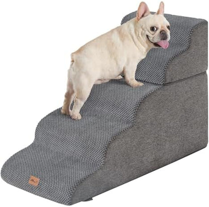 Made4Pets Dog Stairs Ramp for High Beds, 22.8" 5-Step Foam Pet Steps, Grey by Made4Pets