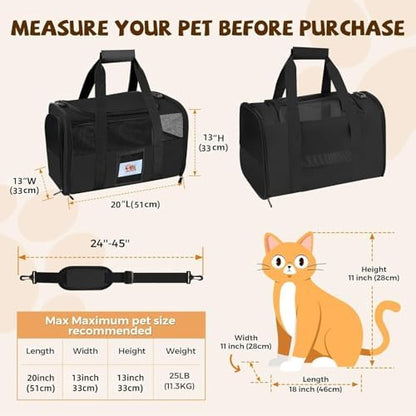 Large Soft Cat Carrier Up to 28 Lbs, Washable Pet Bag Medium to Big Pets - Image 3