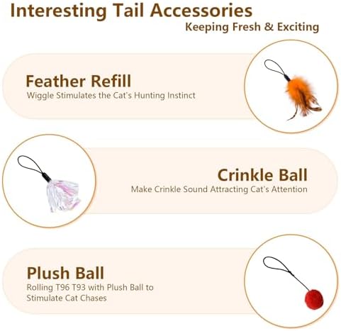 ORSDA 3 PCS Replacement Refills, Cat Toys Feather Tail, Crinkle Balls, Pom Pom Balls for Interactive Kitten Toys, only Suitable T93&T96 Cat Ball Toy - Image 3