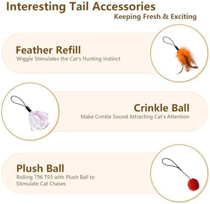 ORSDA 3 PCS Replacement Refills, Cat Toys Feather Tail, Crinkle Balls, Pom Pom Balls for Interactive Kitten Toys, only Suitable T93&T96 Cat Ball Toy - Image 3
