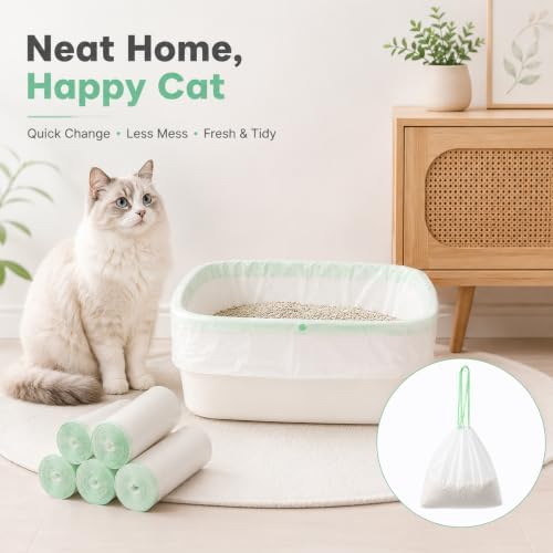 60 Pcs Extra Large Cat Litter Box Liners, 37 x 18 in Drawstring Kitty Waste Bags, Extra Thick Leakproof Tear-Resistant Heavy Duty Enhanced Load-Bearing Strength for Multi-Cat Waste Pans - Image 2
