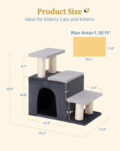 Aechonow 3-in-1 Pet Stairs for Cats, Dog Steps for Small Doggie Rabbits - Image 6
