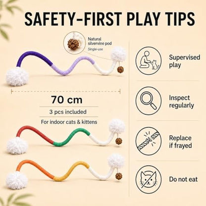 Bent Cat Rope Toy, Pet Chew Toys, Interactive Tease Toys for Cats and Kittens, Bite-Proof Playthings, Cotton Rope Kitten Toys Dental Care Stress Relief Pet Supplies (Extra Large 3 Pack) - Image 4