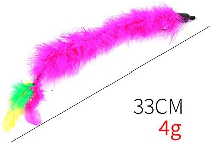 2 Pcs Cat Toys Interactive Refill Replacement Feather Pack Furry Tail Butterfly Dragonfly Fish Mouse Caterpillar Worm Birds Feathers for Kitten Cats, Long Feather Fuchsia CT15B - Image 2